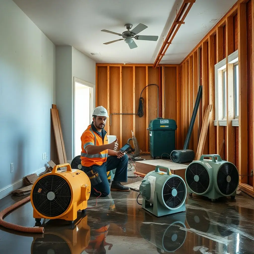 A certified technician using a thermal imaging camera to detect hidden moisture behind a drywall inside a Costa Mesa home.
