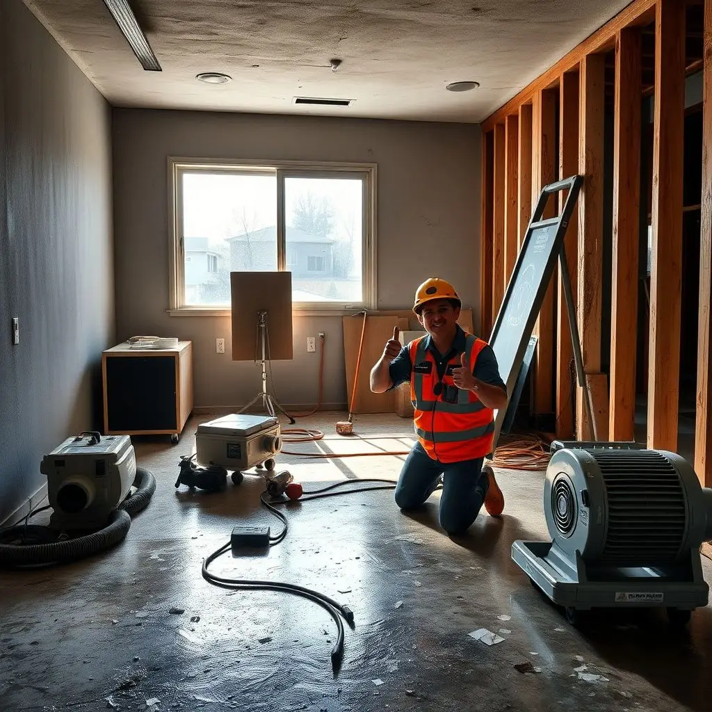 A technician checking moisture levels in a Westminster home's drywall using a non-invasive moisture meter.